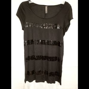 Kische Black Sequin Top size S Small